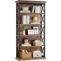 Tribesigns Bücherregal 180cm Standregal, 6-stöckiges regal Holz, offenes Ausstellungsregal, 6-stöckiges Bücherregal Holz mit Metallrahmen für Wohnzimmer, Heimbüro