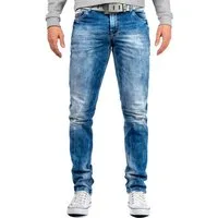 Cipo & Baxx 5-Pocket-Jeans Herren Straight Fit Hose Stonewashed BA-CD319 (1-tlg) mit lässiger Stonewashed Waschung