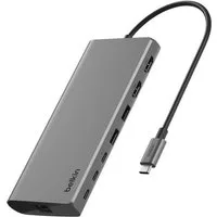 Belkin Laptop-Dockingstation Connect Universal USB-C-8-in-1-Core-Hub für zwei Bildschirme, (1 St), unterstützt 2 UHD Monitore, 4K/60 Hz und 4K/30 Hz