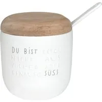 Räder Design Zuckerdose Guten Morgen Du bist doch nicht aus Zucker, Porzellan, Akazienholz