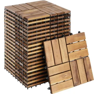 tectake Terrassenfliesen, Braun, Holz, Quadratisch, 31x2.2x31 cm, Gartenzubehör, Terrassen- & Balkonböden, Terrassenfliesen