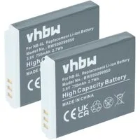vhbw Akku passend für Canon PowerShot S90, SD770is, SX240 HS, D10, S95, Kamera-Akku Akku Li-Ion 750 mAh (3,6 V, 2 St), Leistungsfähige Austausch-Akkus für Digitalkamera, Spiegelreflexkamera