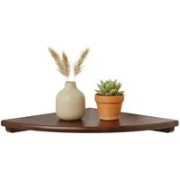 relaxdays Eckregal Wand Walnussholz, dunkelbraun, 18 cm