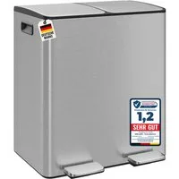Wellgro Mülleimer Treteimer 2x20L – Edelstahl mit Softclose & Pedal