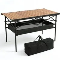 Sekey Campingtisch Faltbar Ultraleicht Gartentisch Klappbar Balkontisch aus Aluminium, 120 x 60 cm Tischplatte in Holzoptik, Wetterfest Stabilit Pflegeleicht