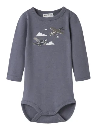 NAME IT - NBMWILLITUS WOOL LS BODY Folkstone Gray - Gr. - 80