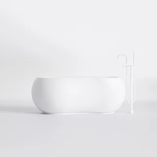 Steinberg Serie 490 Freistehende Badewanne, rund, mit Überlauf, inkl. Ablaufgarnitur, Ablaufschlauch 4908200W