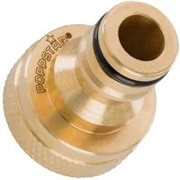 Poppstar Anschlussstück Messing Hahnverbinder mit Innengewinde, (G 3/4), mit Steckkupplung für Gartenschlauch