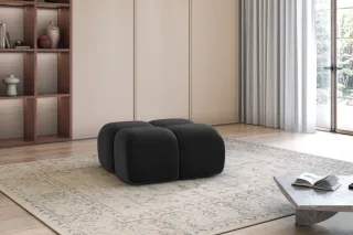 Polsterhocker Designerhocker DARCY 85x85 cm in Stoff Salvador Schwarz