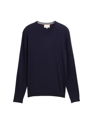 Tom Tailor - Strickpullover mit Kaschmir-Anteil knitted navy melange - Gr. - L