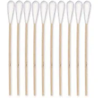 DocMed Wattestäbchen MEDI-WOOD Holz 15 cm lang, Ø 2,5 mm, Wattekopf Ø 10 mm (50 Stck), Hygienische Einweg-Nutzung, 50-St., Hautfreundliche, weiche Watte