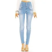 be styled High-waist-Jeans High Waist Röhrenjeans mit langer Knopfleiste - Damen Jeans - j35p mit Stretch-Anteil