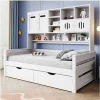 REDOM Schlafsofa mit multifunktionalem Stauraum, 2 großen Schubladen & Lattenrost, Einzelbett Kinderbett, ohne Matratze
