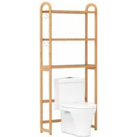 COSTWAY Badregal, 3-stufiger Toilettenregal aus Bambus, mit 3 Haken