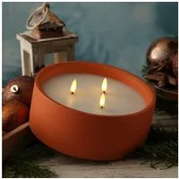 MARELIDA LED-Kerze XXL in Betonoptik Zement Wachs 3 Docht Flamme Timer D: 20cm terracotta (1-tlg)