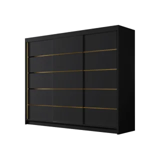 Mirjan24 Schiebetürenschrank, Schwarz, Holzwerkstoff, Rechteckig, 250x215x58 cm, Schlafzimmer, Kleiderschränke