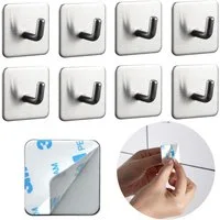 DEKAZIA Klebehaken ohne Bohren, selbstklebende Badhaken, Handtuchhaken, Badezimmer, Küche, WC, Schlafzimmer, (4er oder 8er Set, 8-St), Hacken, Küchenhaken, Handtuchhalter, inkl. 3M Klebepads