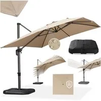 PURPLE LEAF Sonnenschirm Rechteck Alu Außenbereich Ampelschirm mit Schirmständer, LxB: 350,00x270,00 cm, Set, 360°Rotation, Sonnenschutz UV50+, für Garten, Terrasse, Pool, Balkon