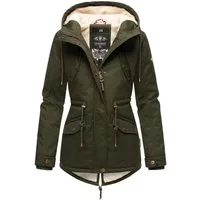 Marikoo Winterjacke Manolya stylischer Kurzmantel mit weichem Teddyfell-Futter