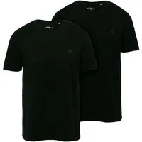 s.Oliver T-Shirt T-Shirt mit Flammgarnstruktur kurzarm, Rundhals, Logo