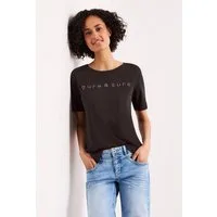 STREET ONE Kurzarmshirt Sommershirt mit Rundhals und Schmucksteinen