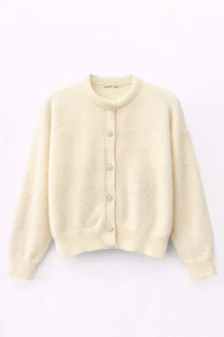 Übergroßer Jacquard-Button-Cardigan