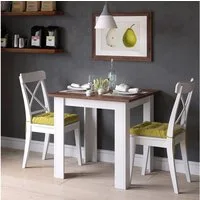 Vicco Esstisch Karlos, Weiß/Nussbaum, 80 x 80 cm (1-St)