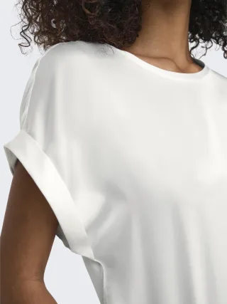 ONLY - ONLLIEKE S/S SATIN MIX TOP WVN NOOS Snow White - Gr. - M