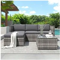 Merax Gartenlounge-Set 5-teilig Gartenmöbel Set aus Polyrattan für 4 Personen, (5-tlg), Sitzgruppe Balkonset mit Kissen, Couch-Set für Garten, Terrasse