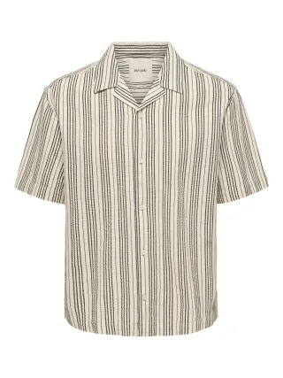 ONLY&SONS - ONSCRUZ RLX SEERSUCKER RESO. SS SHIRT VD Antique White - Gr. - XXL