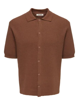 only & sons - Strick-Poloshirt - Onssean braun - Gr. - S