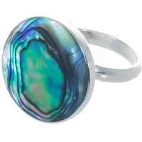 Bella Carina Fingerring Ring mit Abalone Muschel 2 cm rund, Mit Abalone Muschel 2 cm rund