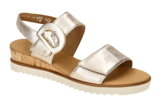 Gabor 62.752.83 Damen Sandalette Beige Puder Keilabsatz Klettverschluss
