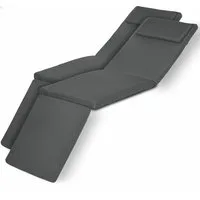 Beautissu Polsterauflage 2er Set Luxus Deckchair Auflage LoftLux DC, 175x45x5cm, Graphitgrau, Polsterauflage für Liegestuhl Gartenliege Polster Bezug Abnehmbar
