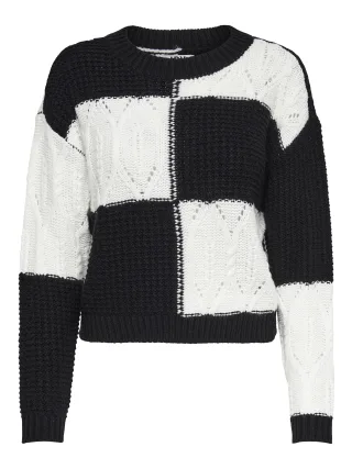 JDY - JDYJUSTY L/S MIX STRUC PULLOVER KNT NOOS Black - Gr. - M