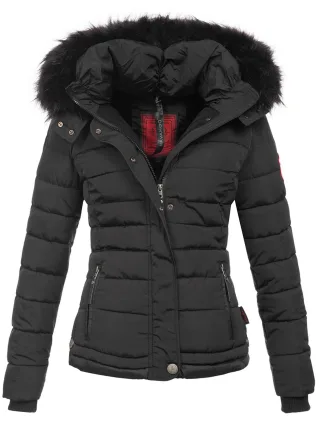 Navahoo Damen Winterjacke Chloe – Tailliert, Mit Abnehmbarer Kapuze & Edlem Kunstfell