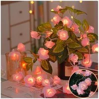 MUPOO LED-Lichterkette LED Nachtlicht 3M 20LEDs Girlande,Kunstblume Rose Warmweiß,Batterie, für Party Weihnachten,Blumengirlande Rose,LED Dekolicht
