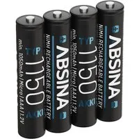 ABSINA Akku AAA 1150 - 4x NiMH min. 1050mAh Akkus Batterien ideal für Telefon Akku 1050 mAh (1.2 V)