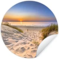 MuchoWow Wandsticker Düne - Sonnenuntergang - Horizont - Strand - Gras (1 St), Wandtattoo Selbstklebend, Wohnzimmer Deko Aufkleber, 30x30 cm