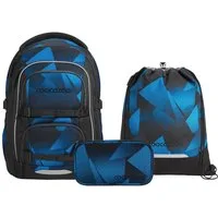 coocazoo Schulranzen Schulrucksack-Set PORTER, Electric Ice 3-teilig (3-teilig), ergonomisch, Körpergröße: 135 - 180 cm, Easy-Grow-System
