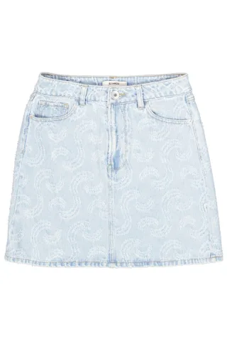 Garcia - Lässiger Jeans-Minirock mit Allover-Stickerei blau - Gr. - M