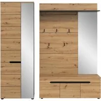 Home affaire Garderoben-Set REHAT, TOPSELLER!, 3-teilig, Breite 200 cm, individuell stellbar, (Set, 3-St., best. aus: Garderobenschrank, Sitzbank & Garderobenpaneel), Garderobenkombination, Kombination, Set, Flurgarderobe, Diele