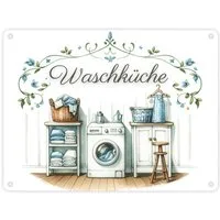 speecheese Metallschild Waschküche Metallschild in 15x20 cm