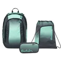 Satch Schulranzen Schulrucksack-Set AIR Gradient Mint 3-teilig (33-teilig), Schulranzen, ergonomisch, Laptop-Fach, Your-Size-System