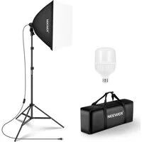 Neewer Videoleuchte 350W Äquivalent Softbox Beleuchtung Set, 60cm Fotostudio Soft Box, 5700K LED Glühbirne mit E27 Sockel kontinuierliche Beleuchtungsset