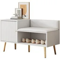 Merax Schuhbank gepolstert mit Kommode, Schuhtruhe mit Schrank, Schuhschrank, Schuhregal