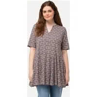 Ulla Popken Longshirt Longshirt Godetfalten Tunika-Ausschnitt Halbarm