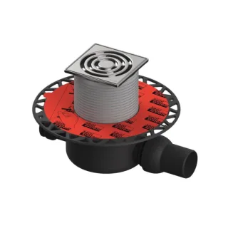 TECEdrainpoint S 122 Ablaufset Norm 3601202 100x100mm, DN50, Universalflansch, Edelstahlrahmen