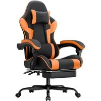 GLP Gaming-Stuhl Ergonomisch (Set), Bürostuhl mit Fußstütze, Kopfkissen & Synchronarmlehnen