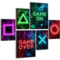 Novart Wandbild Wandbilder Gamer Spielkonsole Junge Teenager AUFHÄNGFERTIG, Game on, 90 x 80 cm